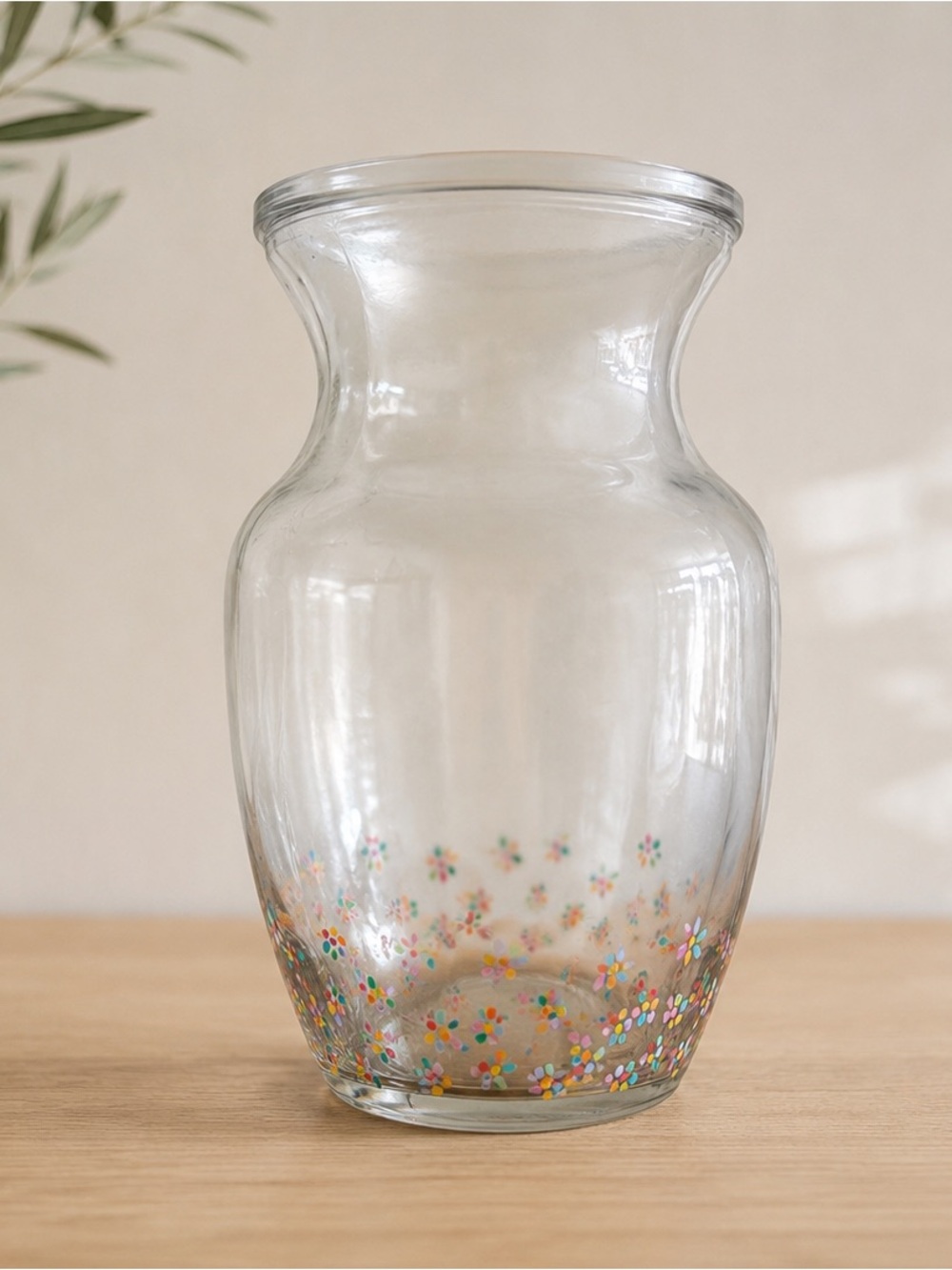Hand Painted Floral Glass Vase | Cottagecore Wildflower / Confetti Home Décor